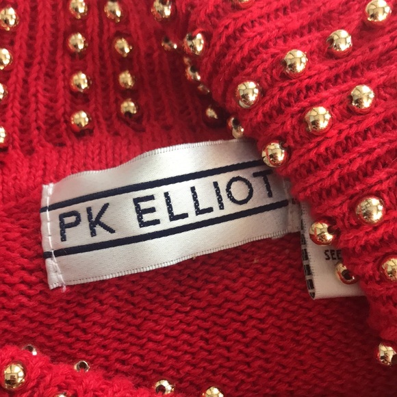 PK Eliot Christmas sweater Golden bead knit Holiday Festive Size M - Picture 11 of 13